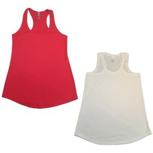 Lot of 2 Small Racerback Tank Tops Sleeveless Shirts 1Red/ 1 White